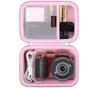 Canboc Etui de Transport pour Kodak PIXPRO AZ528/AZ405/AZ425/AZ401/AZ255 Appareil Photo numérique, câble de Poche en Maille, Batteries, Rose (étui Seulement)