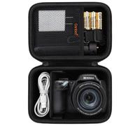 Canboc Etui de Transport pour Kodak PIXPRO AZ528/AZ405/AZ425/AZ401/AZ255 Appareil Photo numérique, câble de Poche Mesh, Batteries, Noir (étui Seulement)