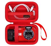 Canboc Etui de Transport pour Kodak PIXPRO WPZ2 Appareil Photo numérique imperméable Robuste, Sac d'appareil Photo sous-Marin, Poche en Maille Convient à câble USB, Batterie, Adaptateur, Rouge