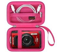 Canboc étui de Transport pour Om System Tough TG-7 / TG-6 caméra sous-Marine, Sac de caméra imperméable, Poche Maille à Fermeture éclaire Convient câble USB, Batteries, rosé (Cas Seulement)