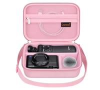 Canboc étui de Transport pour Sony ZV-1F / ZV-1 / ZV-1II Vlog numérique et Vlogger Kit d'accessoires trépied, Sac de Rangement de Voyage avec Sangle, câble de Poche en Maille, Rose