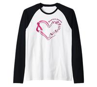 Cancer du Sein Coeur Libellule Ruban Pink Sensibilisation Manche Raglan