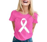 Cancer du Sein d'Octobre T-Shirt, Femme Cancer du Sein Octobre Rose Ruban Arc-en-Ciel T-Shirt Pas Cher Haut Femme Chic et Elegant Grande Taille