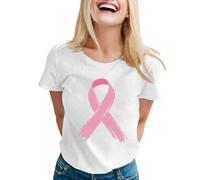 Cancer du Sein d'Octobre T-Shirt, Femme Cancer du Sein Octobre Rose Ruban Arc-en-Ciel T-Shirt Pas Cher Haut Femme Chic et Elegant Grande Taille