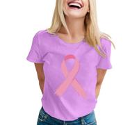 Cancer du Sein d'Octobre T-Shirt, Femme Cancer du Sein Octobre Rose Ruban Arc-en-Ciel T-Shirt Pas Cher Haut Femme Chic et Elegant Grande Taille