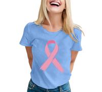 Cancer du Sein d'Octobre T-Shirt, Femme Cancer du Sein Octobre Rose Ruban Arc-en-Ciel T-Shirt Pas Cher Haut Femme Chic et Elegant Grande Taille