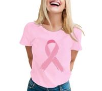 Cancer du Sein d'Octobre T-Shirt, Femme Cancer du Sein Octobre Rose Ruban Arc-en-Ciel T-Shirt Pas Cher Haut Femme Chic et Elegant Grande Taille