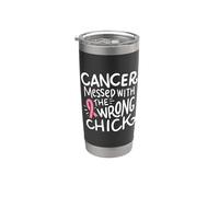 Cancer du sein en octobre rose avec le mauvais poussin Gobelet isotherme en acier inoxydable double paroi