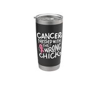 Cancer du sein en octobre rose avec le mauvais poussin Gobelet isotherme en acier inoxydable double paroi