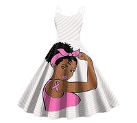 Cancer du Sein Octobre Rose Robe Vintage Femme Retro Rockabilly Pin Up Élégante Robes sans Manche Trapèze Mariage Cocktail Soirée Fête Cérémonie Décontractée au Genou Midi Pas Cher Cancer du Sein