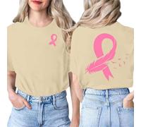 Cancer du Sein Octobre Rose T-Shirt Femme Imprimé Devant et Derrière Ruban Roses de Sensibilisation D'Octobre T-Shirt Grande Taille Octobre