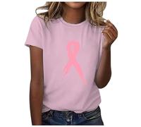 Cancer du Sein Octobre Rose T-Shirt, Ruban Rose de Sensibilisation au Cancer du Sein d'Octobre T-Shirts, Femme Grande Taille Sexy Tee Shirts Femmes Rouge 1