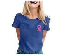 Cancer du Sein Octobre Rose T-Shirt, Ruban Rose de Sensibilisation au Cancer du Sein T-Shirt, Femme Grande Taille Sexy Tee Shirt Ruban Roses Imprimé T-Shirts Octobre Roses Femme Couleur Unie