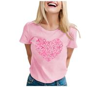 Cancer du Sein Octobre Rose T-Shirt, Ruban Sensibilisation Ruban Cadeau T-Shirt Pas Cher Tee Shirt