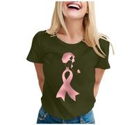 Cancer du Sein Octobre Rose Tee Shirt, Octobre Rose Cancer du Sein Chemise Femme Manche Courte Minces Chemisier Femme Col Rond pour Sensibilisation à La Lutte Contre Le Cancers