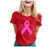 Cancer du Sein Octobre Rose Tee Shirt, Octobre Rose Cancer du Sein Chemise Femme Manche Courte Mode Décontractée Chemisier Femme Col Rond pour Sensibilisation à La Lutte Contre Le Cancers