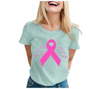 Cancer du Sein Octobre Rose Tee Shirt, Octobre Rose Cancer du Sein Chemise Femme Manche Courte Mode Décontractée Chemisier Femme Col Rond pour Sensibilisation à La Lutte Contre Le Cancers