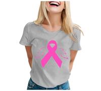 Cancer du Sein Octobre Rose Tee Shirt, Octobre Rose Cancer du Sein Chemise Femme Manche Courte Mode Décontractée Chemisier Femme Col Rond pour Sensibilisation à La Lutte Contre Le Cancers