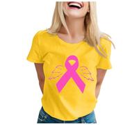 Cancer du Sein Octobre Rose Tee Shirt, Octobre Rose Cancer du Sein Chemise Femme Manche Courte Mode Décontractée Chemisier Femme Col Rond pour Sensibilisation à La Lutte Contre Le Cancers