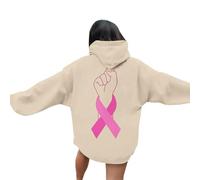 Cancer du Sein Pull Capuche Col Rond Femme Hoodies Mode Streetwear Blouson Thermal Printemps Automne Sweats Coupe-Vent Et Chaud Hoodie Cadeau Soutien Femmes 2025 Nouveau pour La Sensibilisation