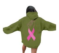 Cancer du Sein Pull Capuche Col Rond Femme Hoodies Mode Streetwear Blouson Thermal Printemps Automne Sweats Coupe-Vent Et Chaud Hoodie Cadeau Soutien Femmes 2025 Nouveau pour La Sensibilisation
