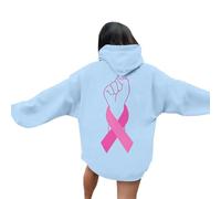 Cancer du Sein Pull Capuche Col Rond Femme Hoodies Mode Streetwear Blouson Thermal Printemps Automne Sweats Coupe-Vent Et Chaud Hoodie Cadeau Soutien Femmes 2025 Nouveau pour La Sensibilisation
