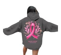 Cancer du Sein Pull Capuche Col Rond Femme Hoodies Mode Streetwear Sweats Coton Manches Longues Veste Sport Spécialement Conçu Sweat-Shirt Sensibilisation Blouson Femmes 2025 Nouveau Sweatshirts au