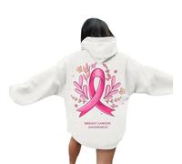 Cancer du Sein Pull Capuche Col Rond Femme Hoodies Mode Streetwear Sweats Coton Manches Longues Veste Sport Spécialement Conçu Sweat-Shirt Sensibilisation Blouson Femmes 2025 Nouveau Sweatshirts au
