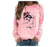 Cancer du Sein Sensibilisation Pulls MolletonnéS pour Femmes Pull sans Capuche Sweatshirts Grande Taille en Octobre, Col Rond Pullover Automne Hiver Chaud Sweat Chic ÉLéGant Tops