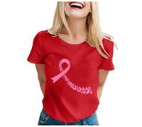 Cancer du Sein Tee Shirt Octobre Rose, Femme Ruban Rose de Sensibilisation au Cancer du Sein d'Octobre T-Shirt Pas Cher T Shirt Femme Grande Taille Sexy La Rosée Lot #8