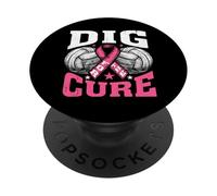 Cancer du Sein Volleyball Dig Cure Wear Pink Out Awareness PopSockets PopGrip Adhésif
