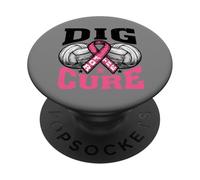 Cancer du Sein Volleyball Dig Cure Wear Pink Out Awareness PopSockets PopGrip Adhésif
