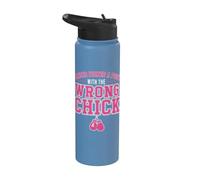 Cancer Picked A Fight with The Wrong Chick Breast Cancer Stainless Steel Insulated Water Bottle