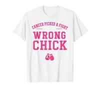 Cancer Picked A Fight with The Wrong Chick Breast Cancer T-Shirt Graphique avec Valeur, Homme, Blanc, XL