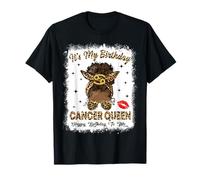 Cancer Queen Chignon afro Messy Chignon It's My Birthday Noir Femme T-Shirt
