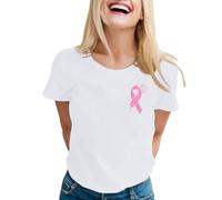 Cancer Sein T-Shirts Femme Pensée Positive Ruban Femmes Inspirants Contre Oversize Très Large Projet Caritatif Cadeau T-Shirt Unisexe Sensibilisation Awareness pour Soutien Survivantes