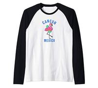 Cancun Beach Design / Flamingo Illustration Manche Raglan
