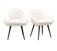 Cancun-chaise en tissu bouclette ecru et pieds métal noir (x2)
