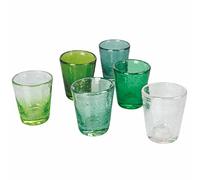 Cancun Greenery Lot de 6 verres à eau en pâte de verre soufflé 330 ml