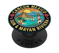 Cancun Mexico Souvenir de Voyage Rond Cadeau Touristique PopSockets PopGrip Adhésif