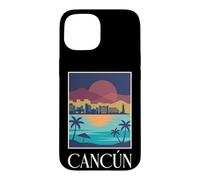 Cancún Mexique Caraïbes Plage Sunset Skyline Retro Graphic Coque pour iPhone 15