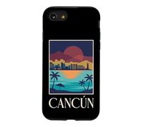 Cancún Mexique Caraïbes Plage Sunset Skyline Retro Graphic Coque pour iPhone SE (2020) / 7/8