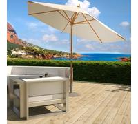 Cancún Écru : Parasol Bois Ø 300cm Inclinable Beige