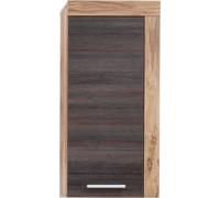 CancunBoom Armoire murale de rangement pour salle de bain, 1 porte, imitation noyer et bois touchwood.