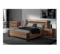 CANDAS - Chambre 140x190cm + Chevets + Commode Effet Bois -