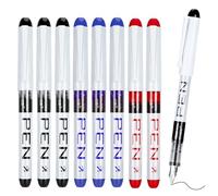 Candcamp Lot de 9 stylos plume jetables pour l'écriture à pointe fine, écriture lisse pour journal, croquis, lettrage, surlignage, calligraphie, bureau, école, encre noire, bleue, rouge