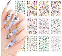 CANDeal 12 Feuilles Fleurs & Papillon Sticker d'Ongles Noël Feuille d'Ongles Autocollant d'Ongles Art Pour Femmes Filles