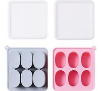 CANDeal 2 Bacs à glaçons ovales Avec Couvercle Pour Cocktails, Moules en silicone ultra profonds Avec 6 cavités Pour Bonbons, Chocolat, Gelée, Savon DIY, Petit Bac Alimentaire Avec Couvercle