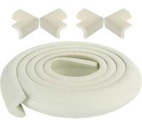 CANDeal 2 mètres de protection de bord de fil rayé et 4 x protections de coin, mousse de haute densité premium bébé outil ménager de protection pour table, banc et autres meubles de maison - Blanc