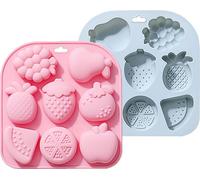 CANDeal 2 pièces 3D en forme de fruits Moules en silicone Raisin Poire Pastèque Fraise pour le bricolage Gâteaux Biscuits Savon Sucre Pudding Pralines Dessert Bougies Décoration